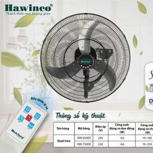 Quạt Inverter Cao Cấp Hawinco - Quạt Công Nghiệp Treo Hawinco HW-650DC, HW-750DC